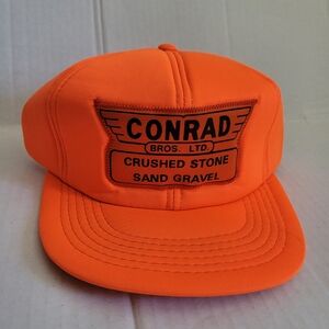 Conrad Bros. Ltd Crushed Stone Sand Gravel Snapback Orange Hat Athletic Headwear